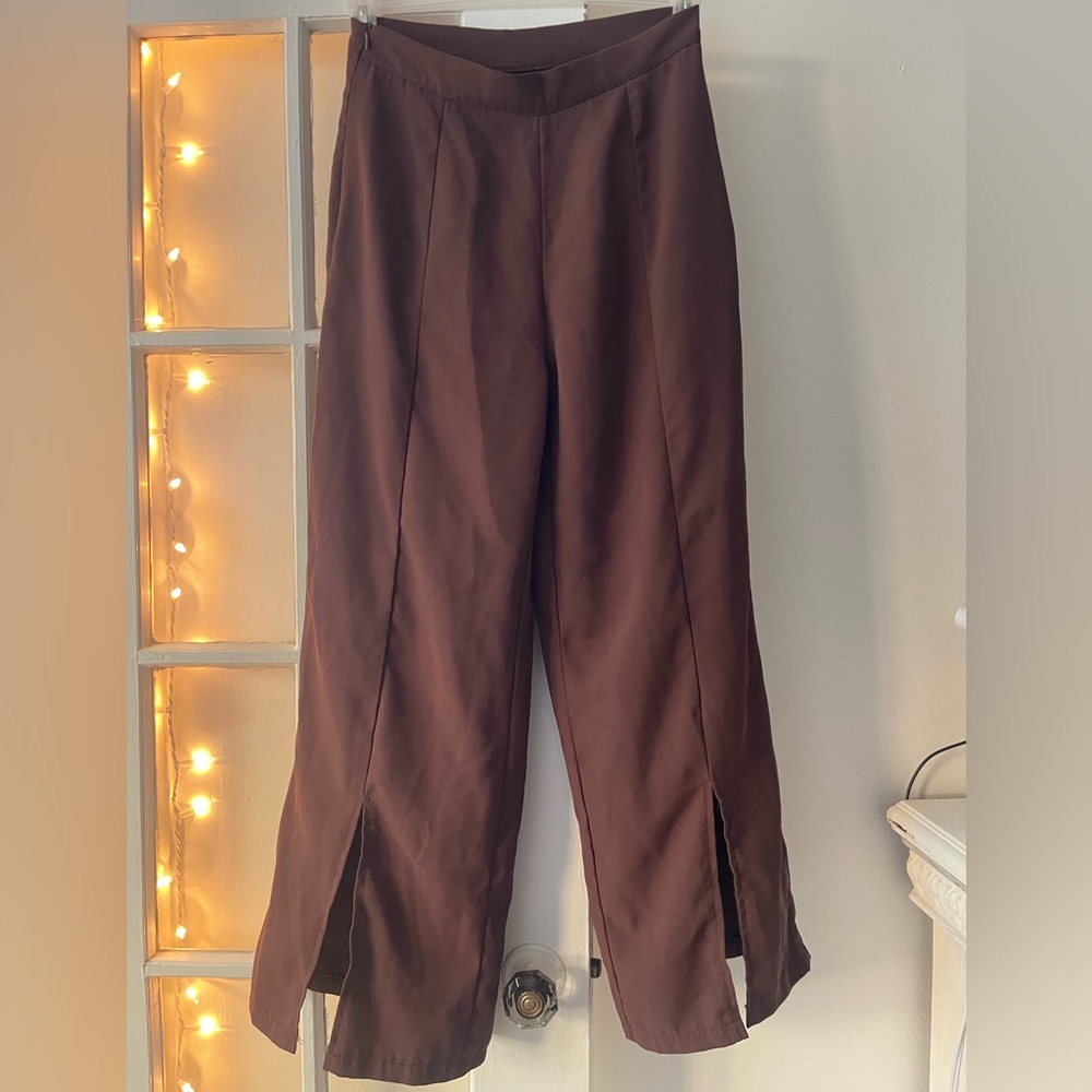 SHEIN High Waisted Chocolate Brown Pants